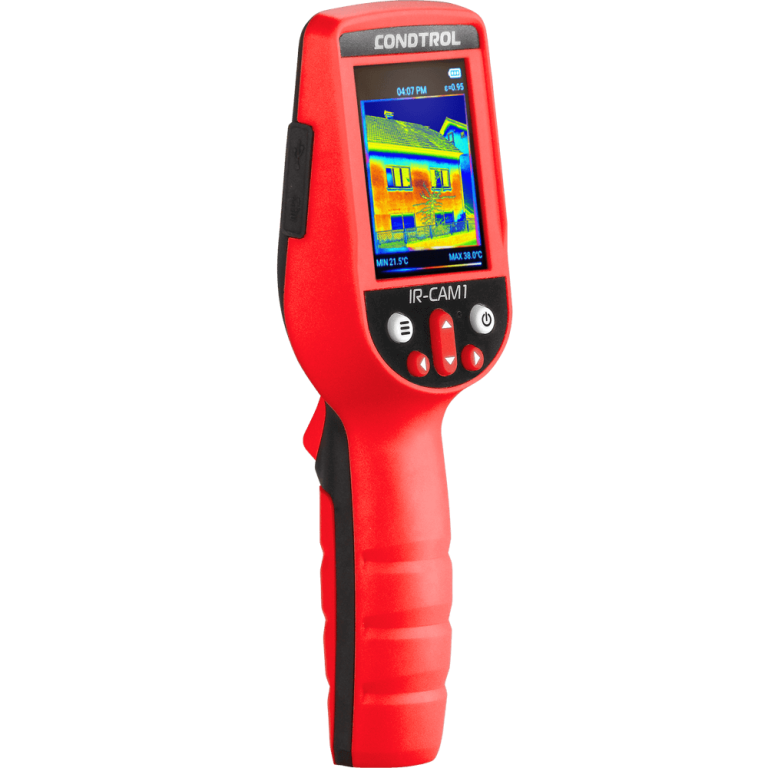 IR-CAM 1 del marchio Condtrol. Termocamera per la rilevazione delle irregolarità termiche: perdite di calore e di acqua, umidità, infiltrazioni, sovraccarichi nei circuiti elettrici, surriscaldamenti, ecc. Display LCD touch screen da 2.8″ con immagini e video al alta risoluzione. Coefficiente di emissività regolabile (0.1~1).
