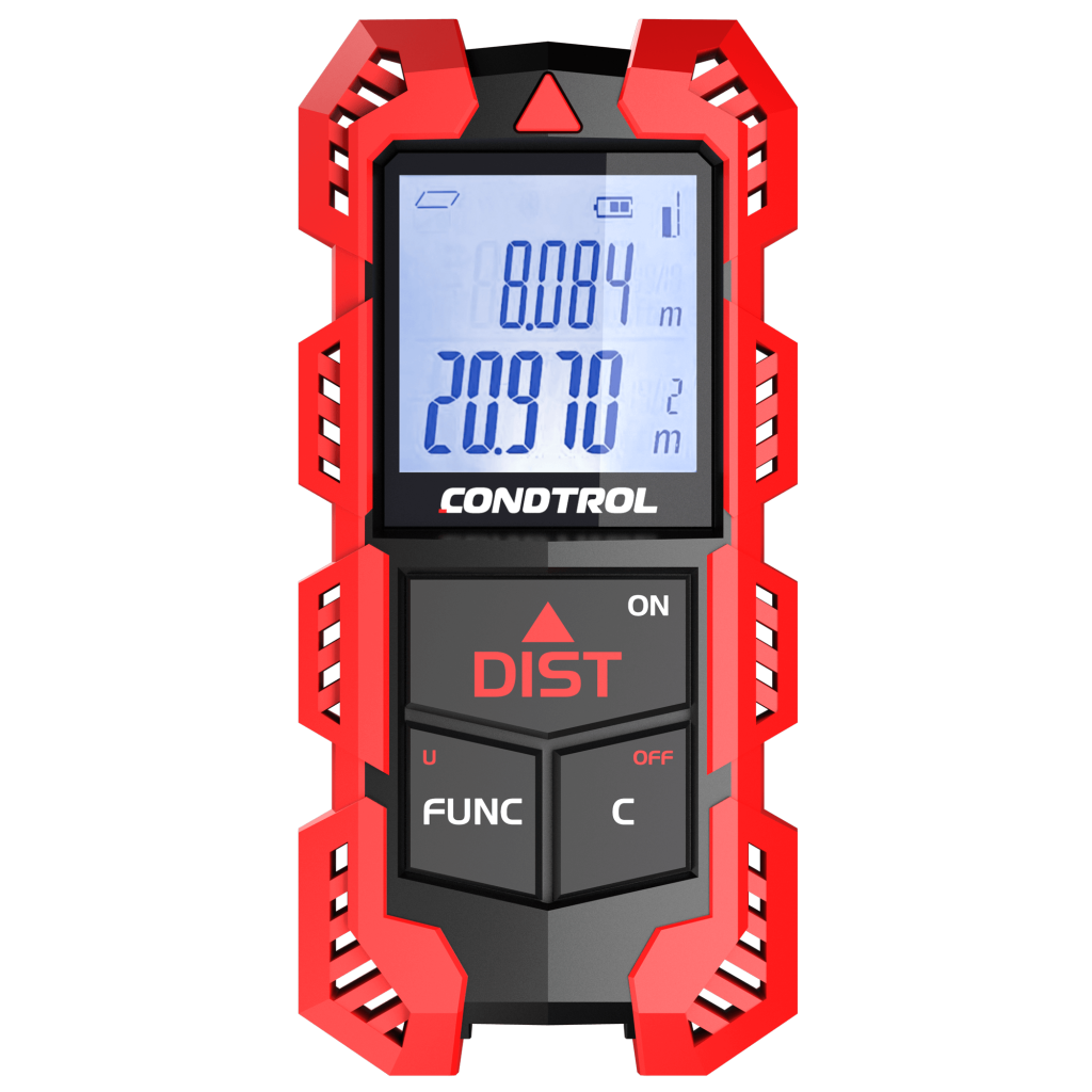 Traccer 30 del marchio Condtrol. Misuratore ultracompatto per interni. Piccolo e leggero (7 cm di altezza e 35 g di peso) integra le funzioni chiave per un uso professionale: calcolo di area e volume e applicazione del Teorema di Pitagora. Con batteria agli ioni di litio.
