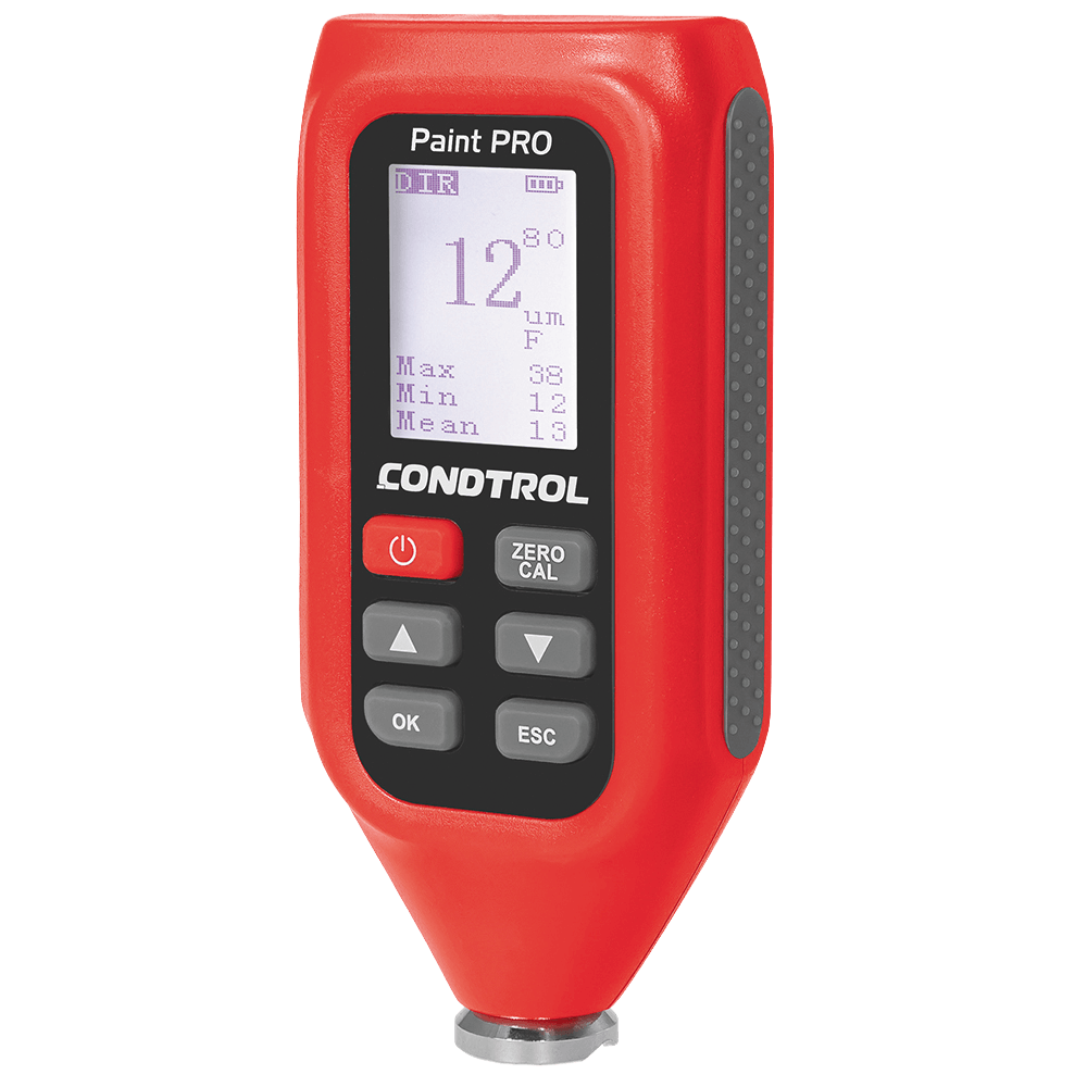 Misuratore dello spessore del rivestimento. Misura con precisione lo spessore di vernici, smalti, rivestimenti protettivi e altri strati applicati su superfici metalliche.